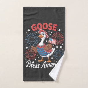Goose Bless America Goose Bird 4th Of July Hand Towel