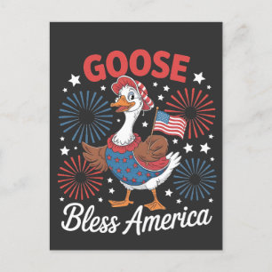 Goose Bless America Goose Bird 4th Of July  Holiday Postcard