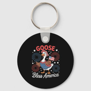 Goose Bless America Goose Bird 4th Of July Key Ring