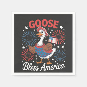 Goose Bless America Goose Bird 4th Of July  Napkin