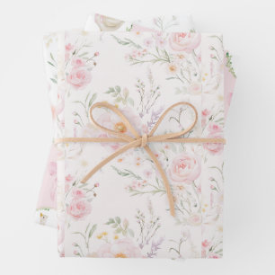 Goose Blush pink Elegant Pastel Bow Birthday Wrapping Paper Sheet