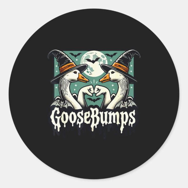Goose Bumps Goosebumps Funny Geese Fist Bump Hallo Classic Round Sticker (Front)