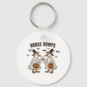 Goose Bumps Halloween Goose Ghost Pumpkin Goose Fi Key Ring