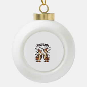 Goose Bumps Halloween Witch Fall Ceramic Ball Christmas Ornament