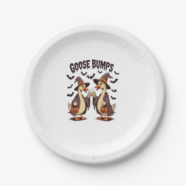 Goose Bumps Halloween Witch Fall Paper Plate (Front)