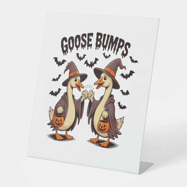 Goose Bumps Halloween Witch Fall Pedestal Sign (Front)