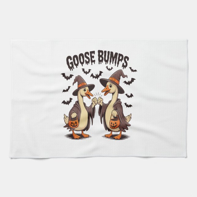 Goose Bumps Halloween Witch Fall Tea Towel (Horizontal)