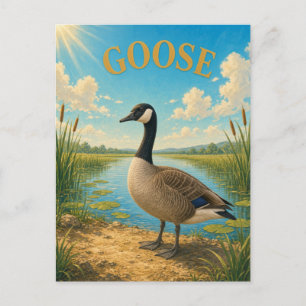 Goose Cattail Marsh Watercolor GeoSaga Postcard