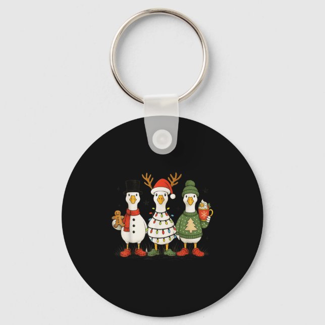 Goose Christmas Light Xmas Merry Goosmas Funny Chr Key Ring (Front)