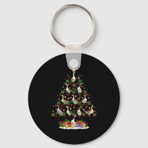 Goose Christmas Tree Lights Decor Funny Santa Hat  Key Ring