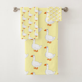 Goose Design Any Colour Background Bath Towel Set