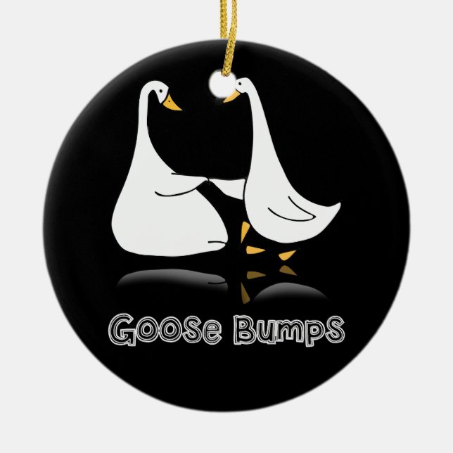 Goose Embroidered Goose Bumps Silly Goose Best Fri Ceramic Tree Decoration (Front)