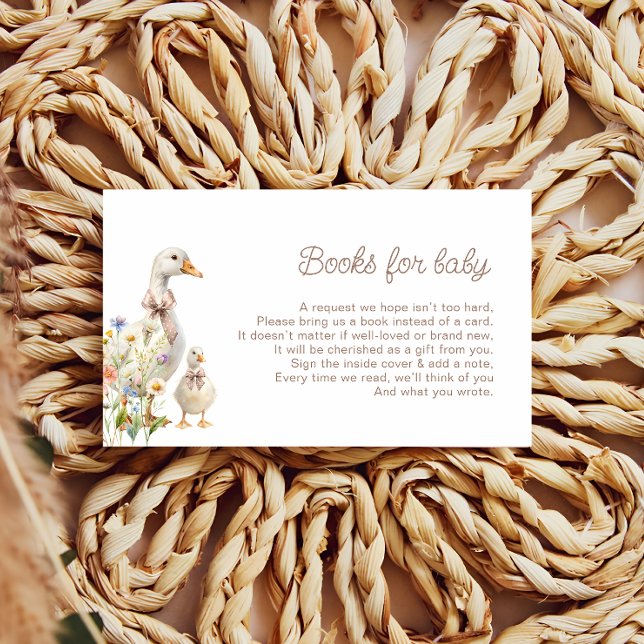 Goose Flower Baby Shower Book Request Enclosure Card (Creator Uploaded)