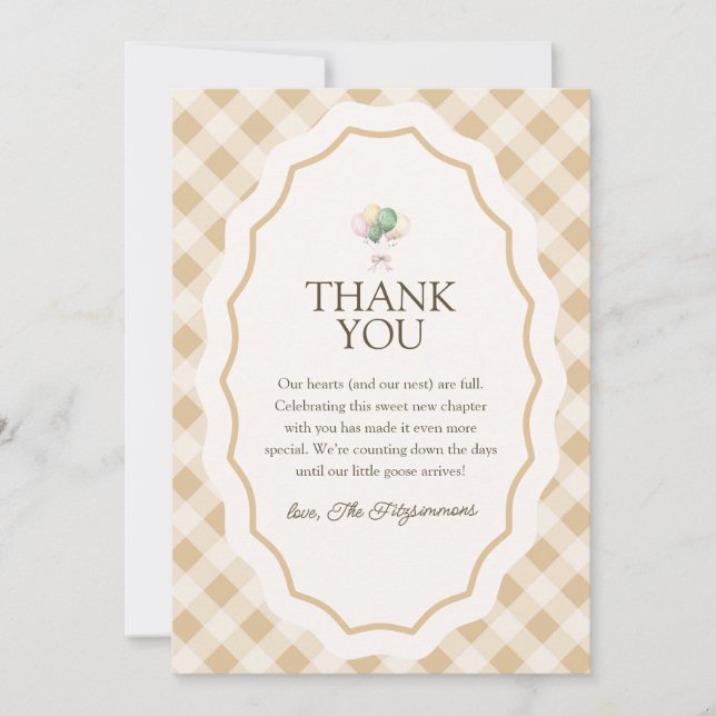 Goose Gender Neutral Baby Shower Thank You Card (Front)