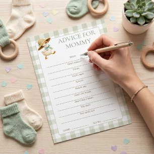 Goose Gingham Advice for Mum Baby Shower Game Card