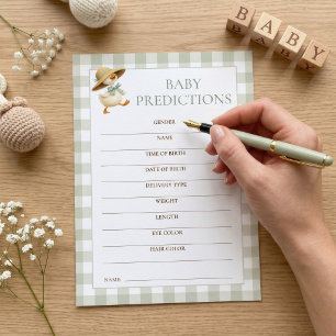 Goose Gingham Predictions Baby Shower Game Card