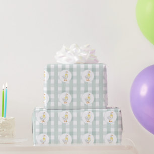 Goose Gingham Sage Green Gift Wrapping Paper