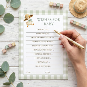Goose Gingham Wishes for Baby Shower Game Card