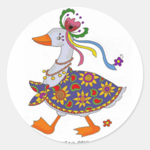 Goose Goes Out Ukrainian Folk Art Classic Round Sticker