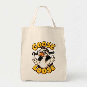Goose Got Me Loose" – Funny Goose with Glasses Tote Bag