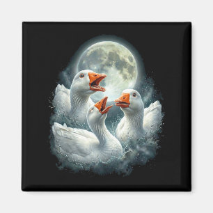 Goose howling moon design funny animal goose meme magnet