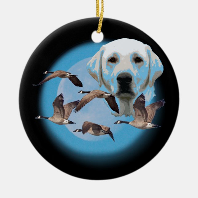 Goose hunter 3 ceramic tree decoration (Front)