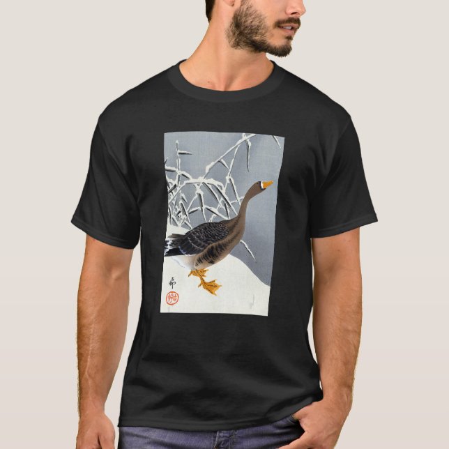 Goose in the Snow by Ohara Koson T-Shirt (Front)