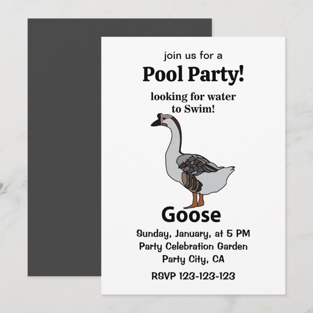 Goose Looking For Water To Swim African Goose Invitation (Front/Back)