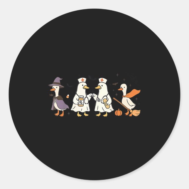 Goose Nurse Funny Silly Goose Er Nurse Funny Hallo Classic Round Sticker (Front)