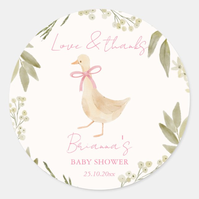 Goose nursery rhymes baby shower favor classic round sticker (Front)