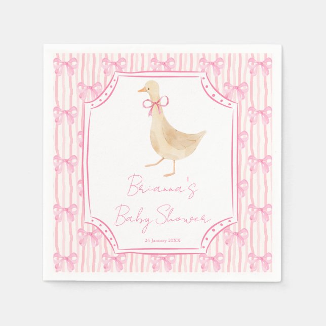 Goose nursery rhymes baby shower pink personalized napkin (Front)