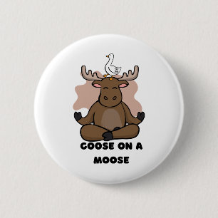 Goose on a Moose Animal Funny 6 Cm Round Badge