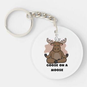 Goose on a Moose Animal Funny Key Ring