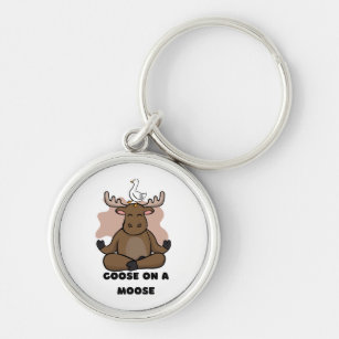 Goose on a Moose Animal Funny Key Ring