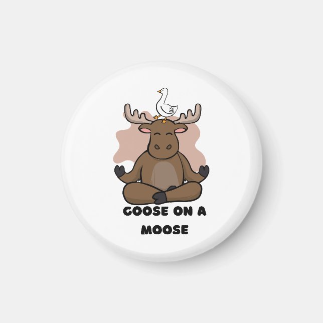 Goose on a Moose Animal Funny Magnet (Front)
