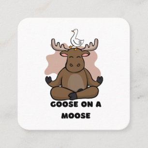 Goose on a Moose Animal Funny Square Business Card