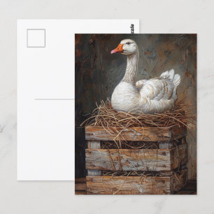Goose on a Nest Painting Postcard