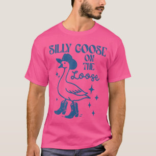 Goose On Loose Cowgirl Vintage Cowboy Silly Men Wo T-Shirt