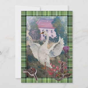 goose on the farm, or swan on the farm holiday card