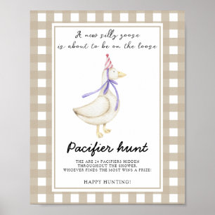 Goose - pacifier hunt baby shower game poster