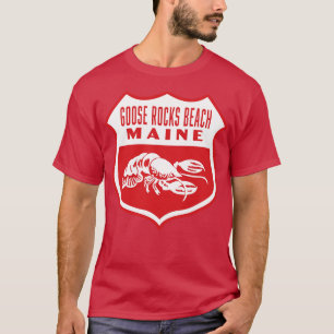 Goose Rocks Beach Maine Retro Shield White T-Shirt
