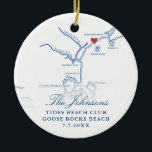 Goose Rocks Beach ME Map Wedding Photo Christmas Ceramic Tree Decoration<br><div class="desc">Commemorate your special day with our Personalised Navy Blue Goose Rocks Beach Map Wedding Keepsake Christmas Ornament. Featuring an elegant map of Goose Rocks Beach and Cape Porpoise, Maine, this ornament is the perfect coastal memento. Personalise it with your wedding photo on the back to create a cherished holiday keepsake....</div>