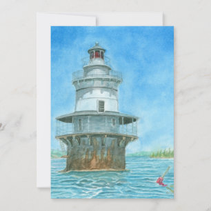 Goose Rocks Lighthosue Watercolor Invitation
