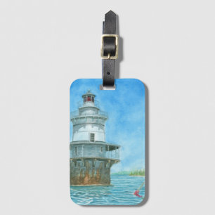 Goose Rocks Lighthosue Watercolor Luggage Tag