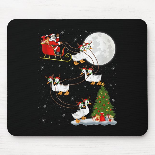 Goose Santa Sleigh Flying Funny Magical Christmas  Mouse Mat (Front)