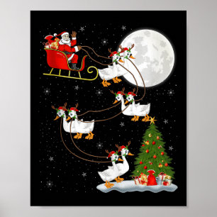 Goose Santa Sleigh Flying Funny Magical Christmas  Poster