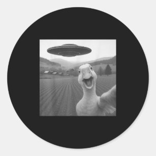 Goose Selfie With Alien Ufo Funny For Men Women Ki Classic Round Sticker