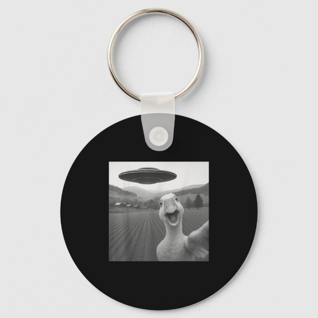 Goose Selfie With Alien Ufo Funny For Men Women Ki Key Ring (Front)