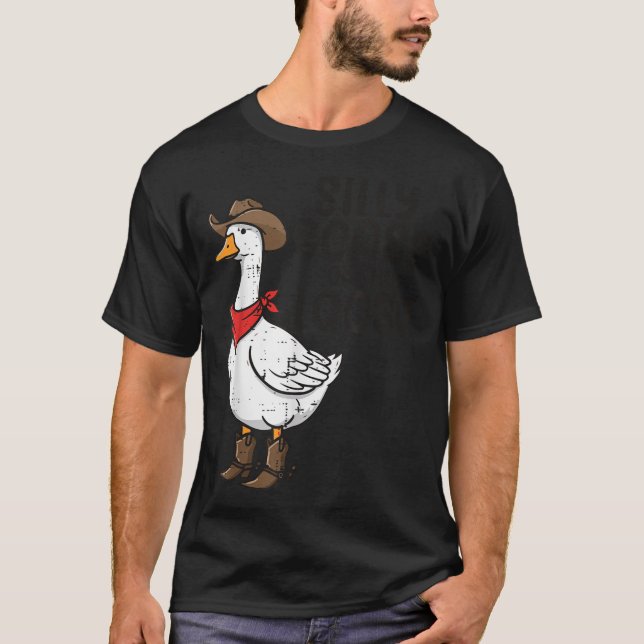 Goose Silly On The Loose Cowboy Funny Animal Men W T-Shirt (Front)