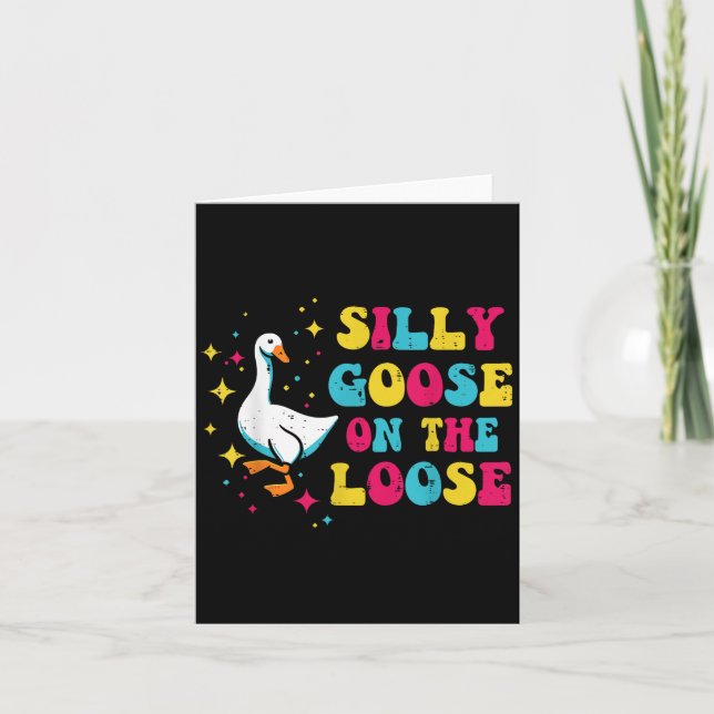Goose Silly On The Loose Groovy Retro Animal Women Card (Front)